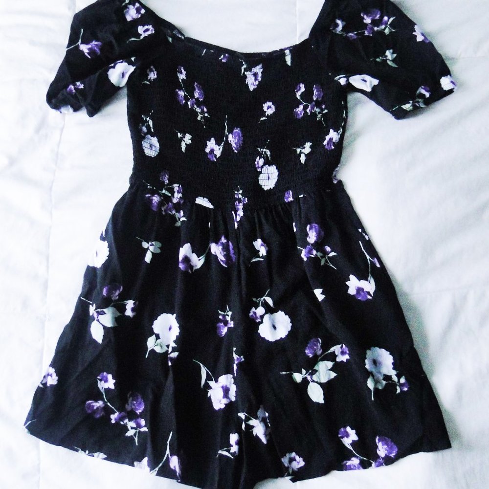 Floral Black Romper